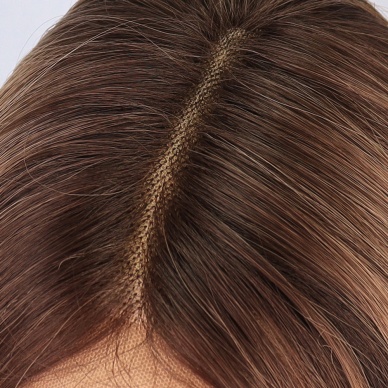 Kumral Balköpüğü Röfleli Katlı Kesim Tül Peruk