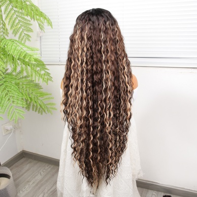 Afro Dalga Doğal Çikolata Kahve Ombreli Işıltılı Fiber Sentetik Tül Peruk