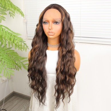 Kahverengi Balköpüğü Işıltılı Su Dalgalı Tül Peruk