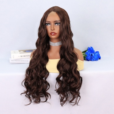 Kahverengi Dalgalı Uzun Tül Peruk