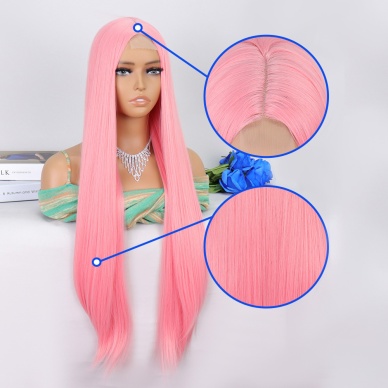 Şeker Pembesi Ekstra Uzun Tül Peruk