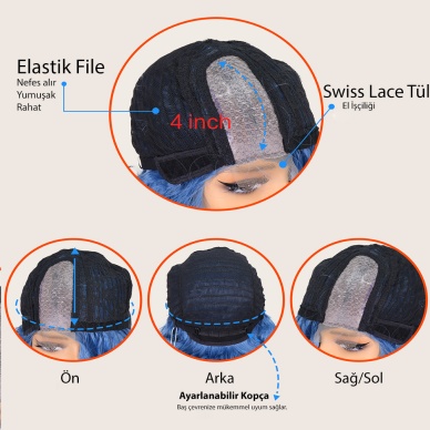 Açık Yeşil Yan Tül Peruk