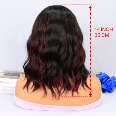 Siyah Kızıl Işıltılı Tül Peruk