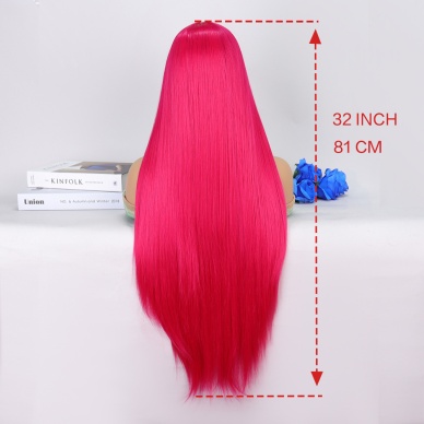 Koyu Pembe Ekstra Uzun Tül Peruk