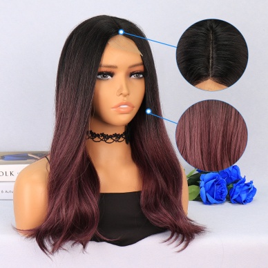 Siyah Açık Kızıl Ombreli Tül Peruk