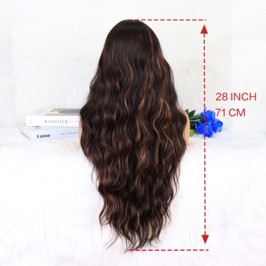 Kahverengi Karamel Işıltılı Su Dalgalı Fiber Sentetik Tül Peruk