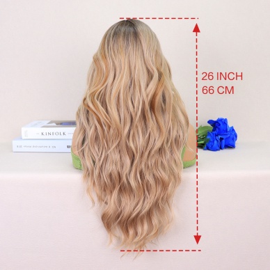 Koyu Kumral Dore Sarı Ombreli Perçemler Bakır Işıltılı Tül Peruk