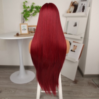 Kızıl Ekstra Uzun Fiber Sentetik Düz Tül Peruk