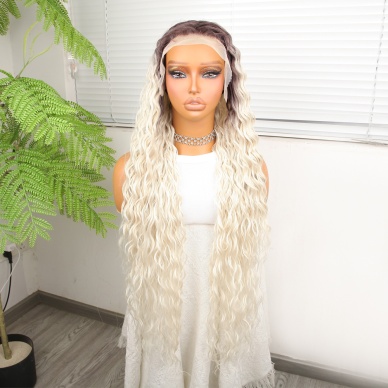 Açık Kumral Platin Ombreli Fiber Sentetik Tül Peruk