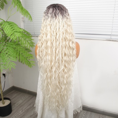 Açık Kumral Platin Ombreli Fiber Sentetik Tül Peruk