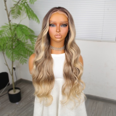 Kumral Balköpüğü Ombre ve Röfleli Tül Peruk