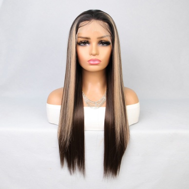 Kahverengi Balköpüğü Işıltılı Fiber Sentetik Düz Tül Peruk