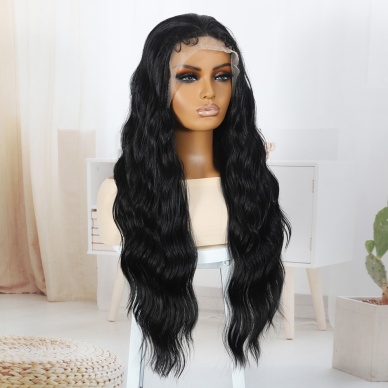 Siyah Bebek Saçlı Fiber Sentetik Tül Peruk