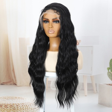 Siyah Bebek Saçlı Fiber Sentetik Tül Peruk