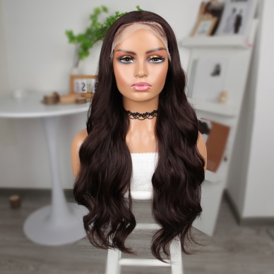 Kahve Karamel Fiber Sentetik Geniş Dalgalı Tül Peruk