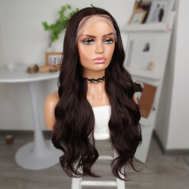 Kahve Karamel Fiber Sentetik Geniş Dalgalı Tül Peruk