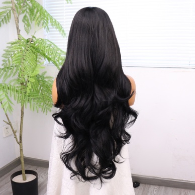 Siyah Renk Bebek Saçlı Fiber Sentetik Tül Peruk