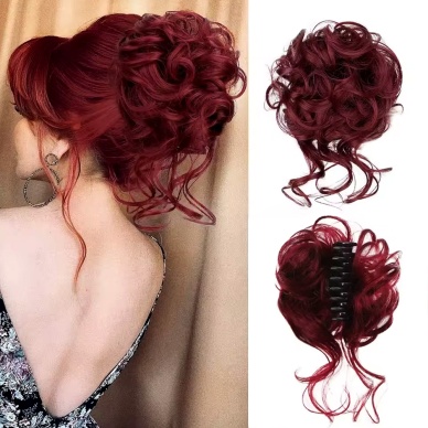 Tokalı Kuyruklu Dağınık Topuz - Kızıl