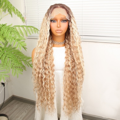 Afro Dalga Rus Kumralı Balköpüğü Ombreli Platin Işıltılı Fiber Sentetik Tül Peruk