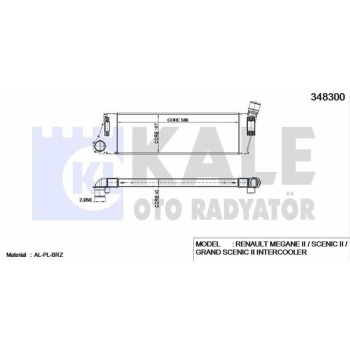 Turbo Radyatörü (İntercooler) Scenic II 1.6 16v Kale Marka KAL-348300