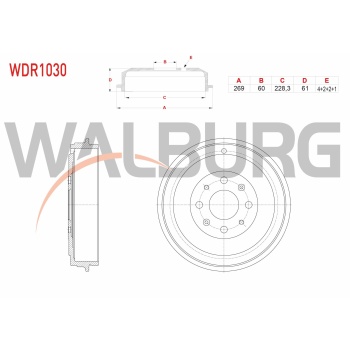 Grande Punto 1.4 8V Arka Fren Kampanası Walburg WDR1030