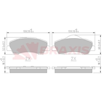 Citroen C-Elysee 2012-2016 Arası 1.2 VTi 72, 1.6 HDI 92, 1.6 VTi 115 Braxis Marka Ön Balata