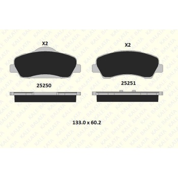 Citroen C-Elysee 2012-2016 Arası 1.2 VTi 72, 1.6 HDI 92, 1.6 VTi 115 Kale Marka Ön Balata