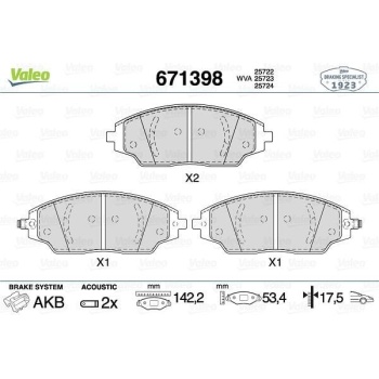 Chevrolet Aveo 2011-2015 Arası 1.2, 1.4, 1.6, 1.3 D Valeo Marka Ön Balata