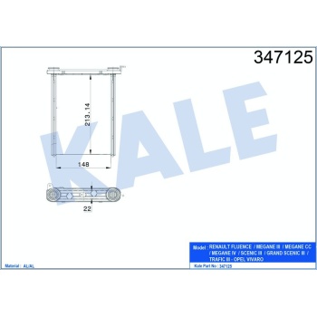 Megane III 1.6 16V Benzinli Kalorifer Radyatörü Kale KLR-347125