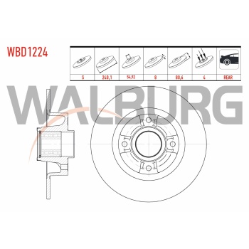 Megane II 1.4 16V Arka Fren Diski (Rulmanlı) Walburg WBD1224