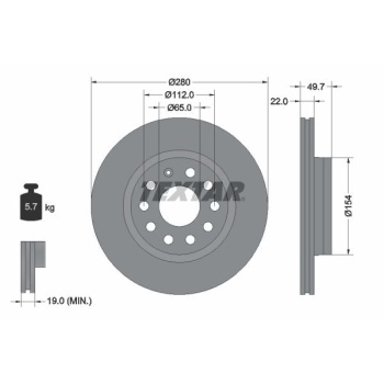 Volkswagen Golf 2004-2014 Arası 1.6 BiFuel, 1.6 TDI, 1.6 MultiFuel Textar Marka Ön Fren Diski