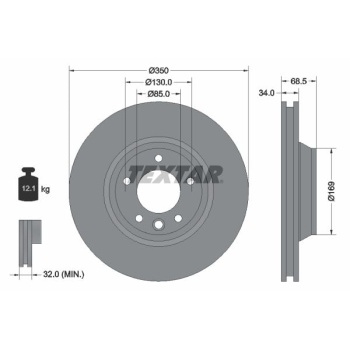 Porsche Cayenne 2002-2014 Arası Turbo 4.5, S 4.5, 3.0 Diesel Textar Marka Ön Fren Diski
