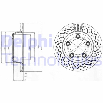 Porsche Cayman 2005-2017 Arası 2.7, 2.9, GTS 3.4, S 3.4 Delphi Marka Ön Delikli Fren Diski