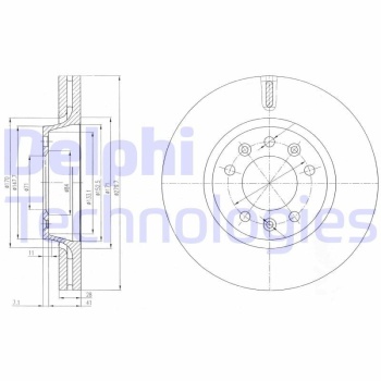 Peugeot Expert Tepee 2007-2011 Arası 1.6 HDi 90 16V Delphi Marka Ön Hava Soğutmalı Fren Diski