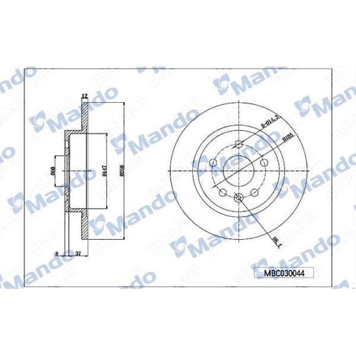 Opel Astra 2010-2015 Arası 1.4, 1.7 CDTI, 1.3 CDTI, 1.6, 1.6 Turbo, 1.4 Turbo, 2.0 CDTI Mando Marka Arka Fren Diski
