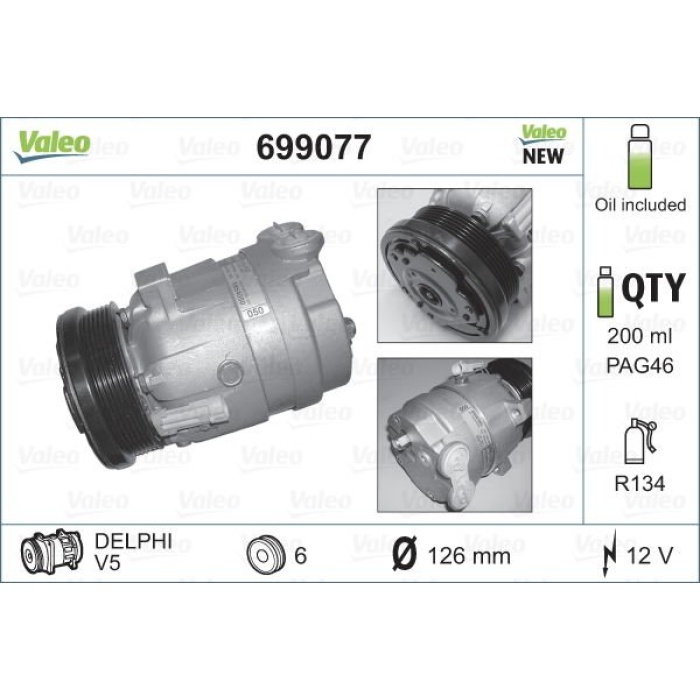 Opel Omega 1994-2005 Arası 2.2 16V Valeo Marka Klima Kompresörü