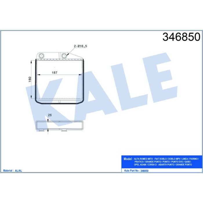 Linea 1.4 16V Kalorifer Radyatör Kale KLR-346850