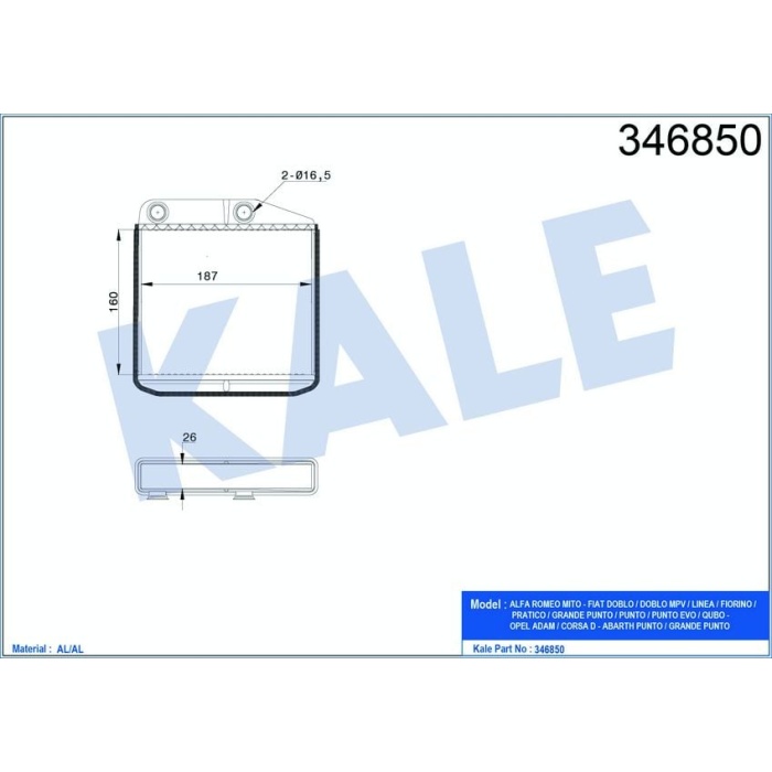 Linea 1.4 16V Kalorifer Radyatör Kale KLR-346850