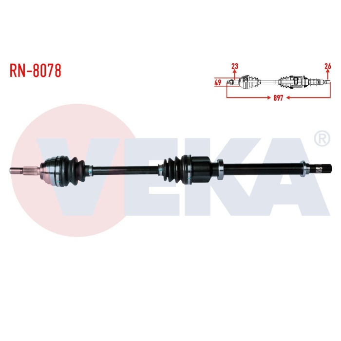Clio III 1.6 16V Sağ Aks Komple Veka RN-8078