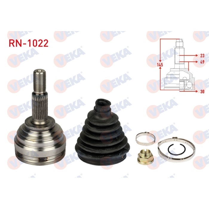 Clio III 1.2 16V Sol-Sağ Aks Kafası Veka RN-1022