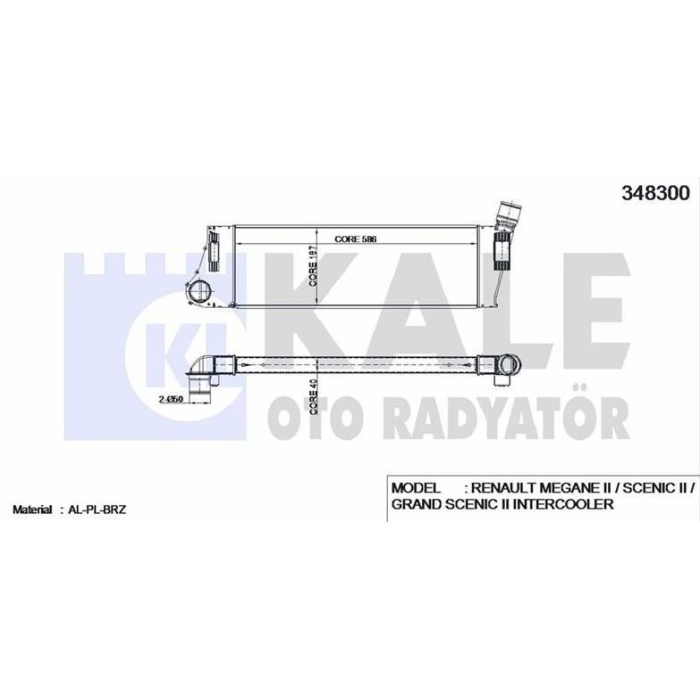 Turbo Radyatörü (İntercooler) Scenic II 1.6 16v Kale Marka KAL-348300