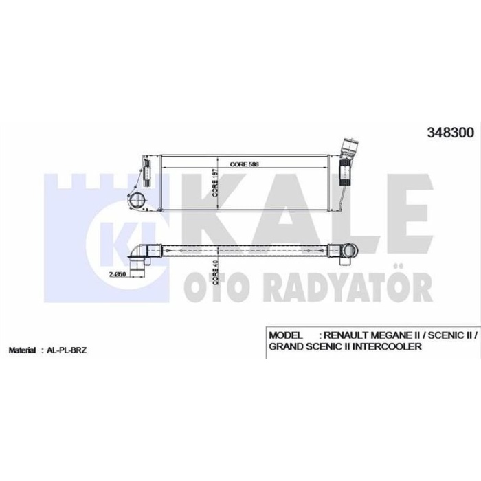 Turbo Radyatörü (İntercooler) Scenic II 1.5 dci Kale Marka KAL-348300