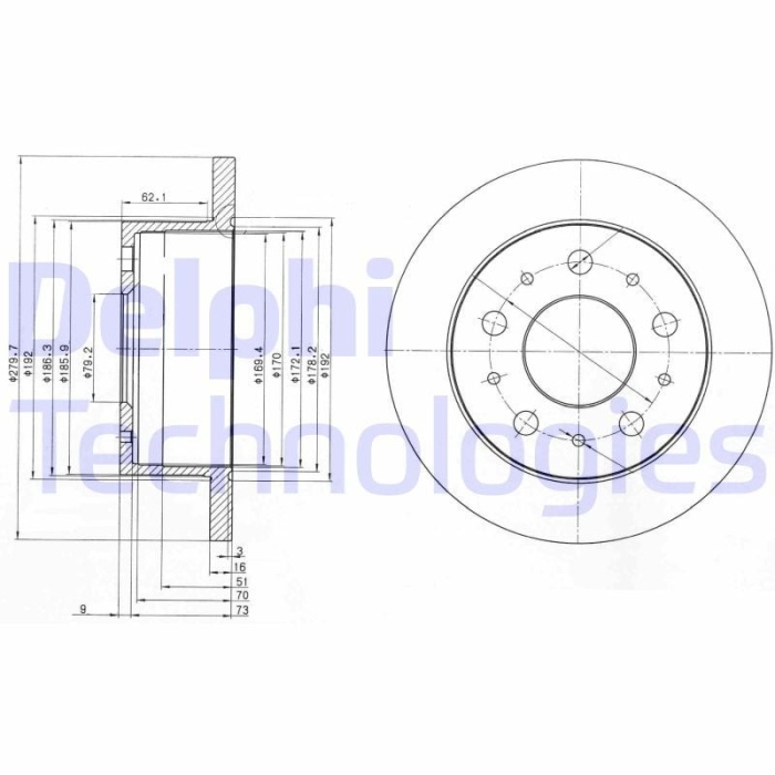 Citroen Jumper 1994-2002 Arası 2.0, 2.5 TD, 2.5 TDi, 2.5 D, 2.5 TDI 4x4, 2.0 4x4, 2.5 D 4x4 Delphi Marka Arka Fren Diski