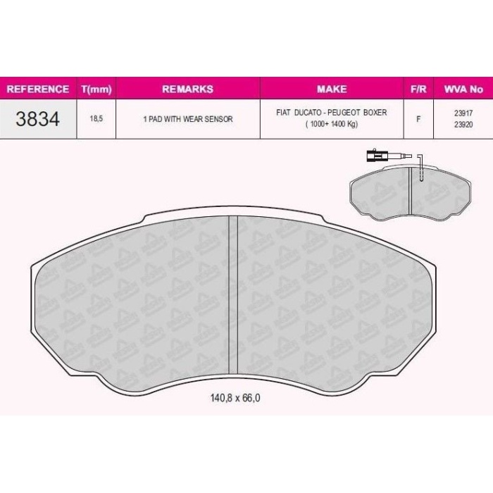 Ducato II 2.3JTD 15 Ön Fren Balata Takımı Beşer BES-3834