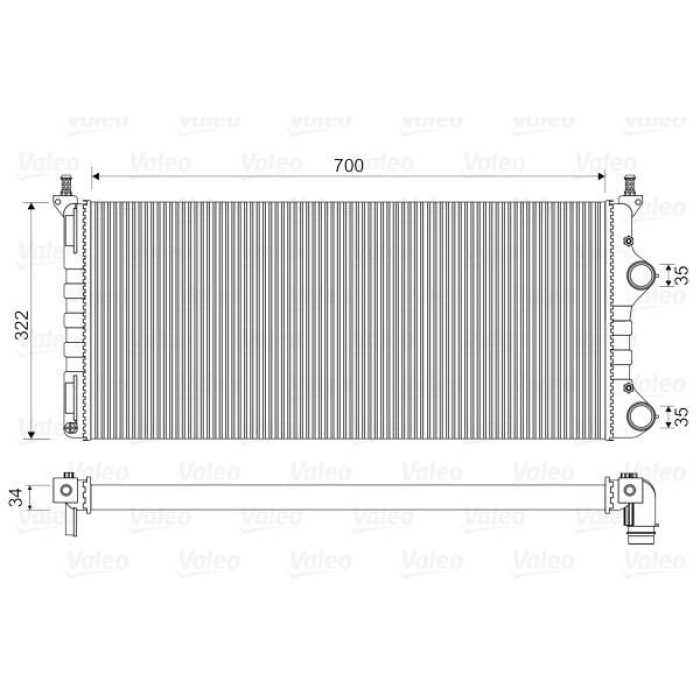 Fiat Doblo 2000-2005 Arası 1.3 JTD 16V Multijet, 1.3 D Multijet, 1.9 JTD Multijet, 1.3 JTD 16V, 1.9 JTD, 1.9 D Multijet Valeo Marka Su Radyatörü