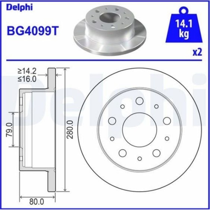 Ducato III 2.3 mjt 15 Arka Fren Disk Takımı Delphi DEL-BG4099T