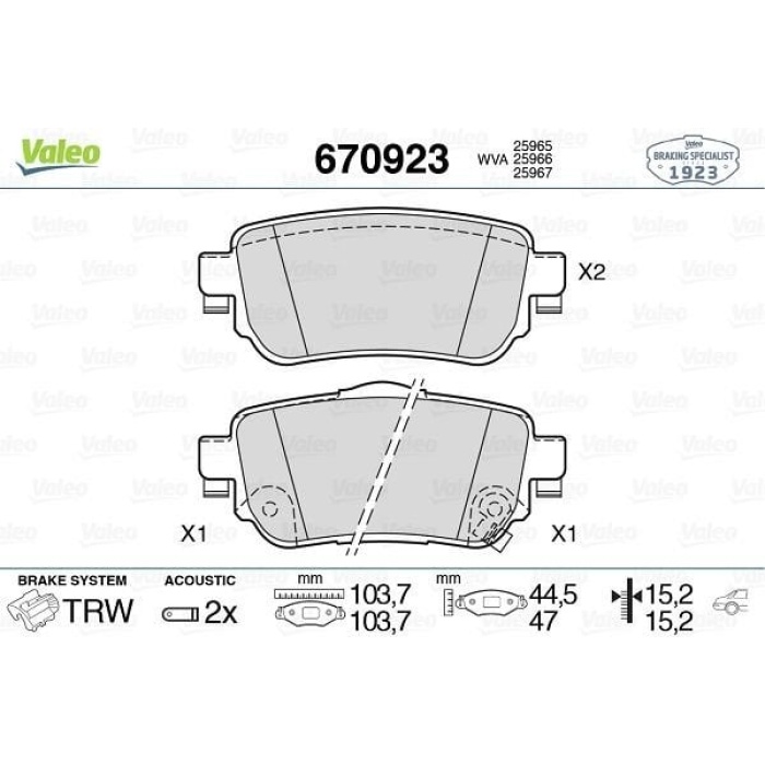 Renault Kadjar 2015-2019 Arası 1.5 dCi 110 Valeo Marka Arka Balata