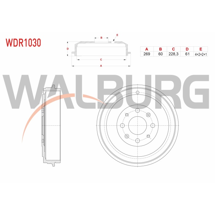 Grande Punto 1.4 8V Arka Fren Kampanası Walburg WDR1030