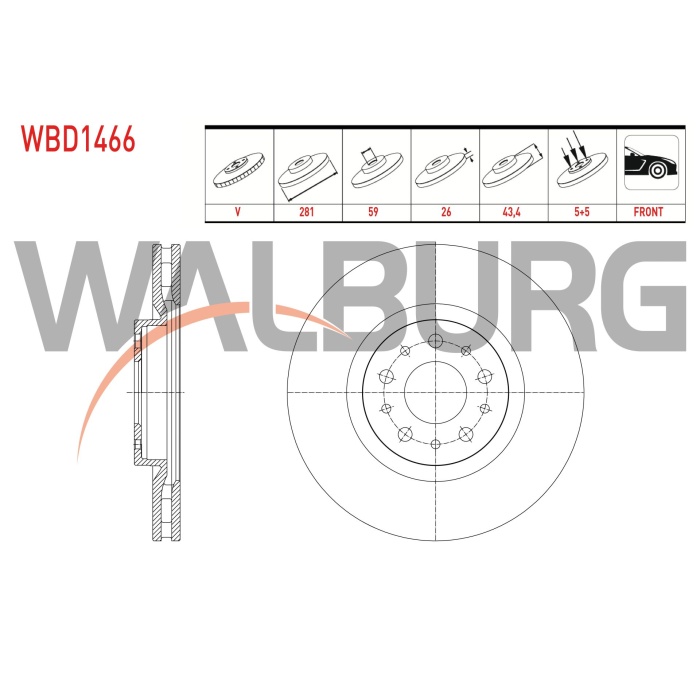 Egea 1.6 E-Torq On Fren Disk Takımı Walburg WBD1466