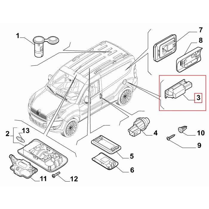 Doblo II Bagaj Aydınlatma Lambası Orijinal 51878127
